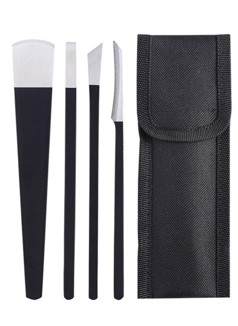 KASTWAVE - Pedicure Knife Tools Kits, 4 Pcs Professional Stainless Steel Ingrown Toenail Knife Set with Storage Bag Nail Knives Cuticle Remover for Feet Ingrown Toe Nail Correction - Image 1