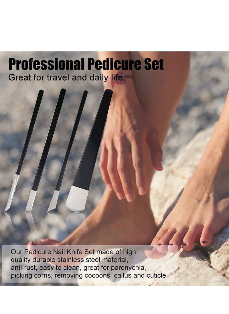 KASTWAVE - Pedicure Knife Tools Kits, 4 Pcs Professional Stainless Steel Ingrown Toenail Knife Set with Storage Bag Nail Knives Cuticle Remover for Feet Ingrown Toe Nail Correction - Image 1