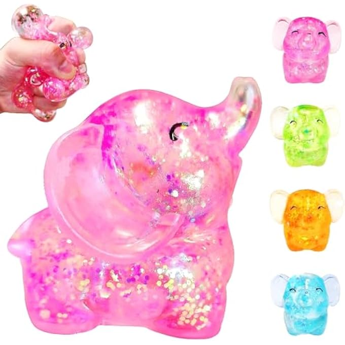 EVDERS 1Pcs Elephant Stress Balls Squishy Toys for Adults Kids, Squishy Elephant Sugar Ball Sensory Toys, Squeeze Squishy Ball Fidget Toys for Anxiety Relief, Slow Rise Squishy Toy for Boys Girls (Pink) - Image 1