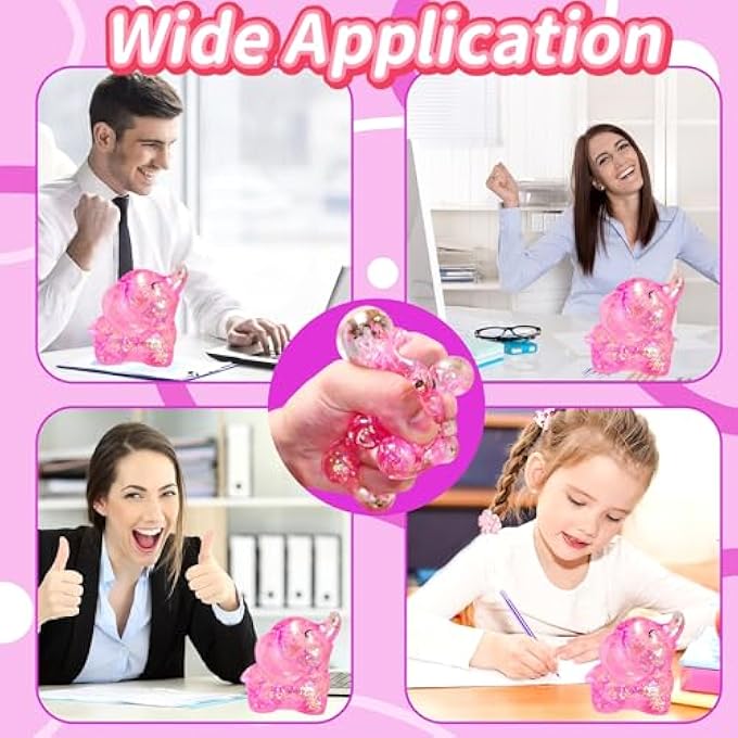 EVDERS 1Pcs Elephant Stress Balls Squishy Toys for Adults Kids, Squishy Elephant Sugar Ball Sensory Toys, Squeeze Squishy Ball Fidget Toys for Anxiety Relief, Slow Rise Squishy Toy for Boys Girls (Pink) - Image 5