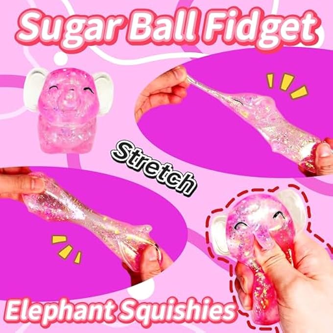 EVDERS 1Pcs Elephant Stress Balls Squishy Toys for Adults Kids, Squishy Elephant Sugar Ball Sensory Toys, Squeeze Squishy Ball Fidget Toys for Anxiety Relief, Slow Rise Squishy Toy for Boys Girls (Pink) - Image 3