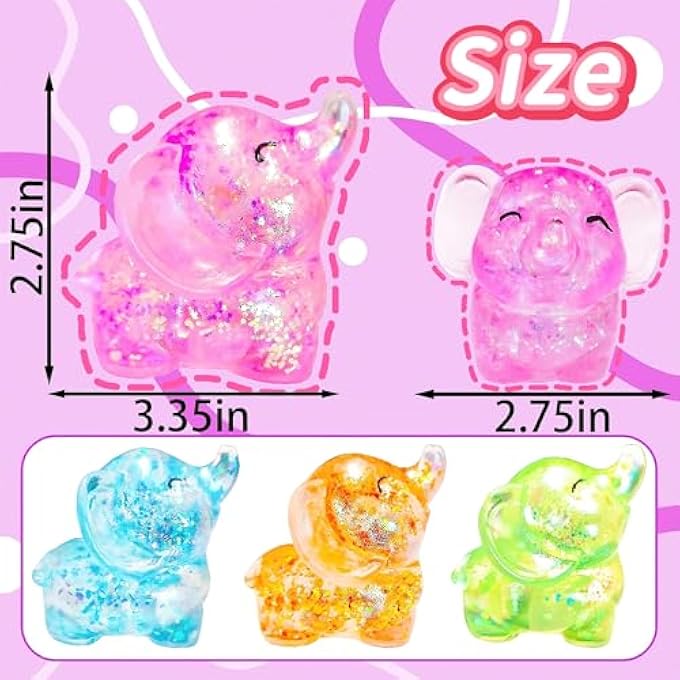 EVDERS 1Pcs Elephant Stress Balls Squishy Toys for Adults Kids, Squishy Elephant Sugar Ball Sensory Toys, Squeeze Squishy Ball Fidget Toys for Anxiety Relief, Slow Rise Squishy Toy for Boys Girls (Pink) - Image 2