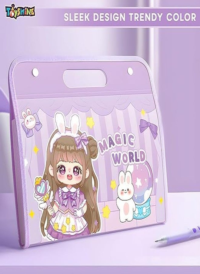 Mishwaan12 Pocket Expanding File Folder Waterproof Vinyl Document Folder Mesh Organizer Bag A4 Size Button Lock - Bag Style, Purple (Document Folder-2) - Image 5