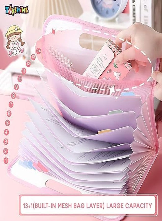 Mishwaan12 Pocket Expanding File Folder Waterproof Vinyl Document Folder Mesh Organizer Bag A4 Size Button Lock - Bag Style, Purple (Document Folder-2) - Image 4