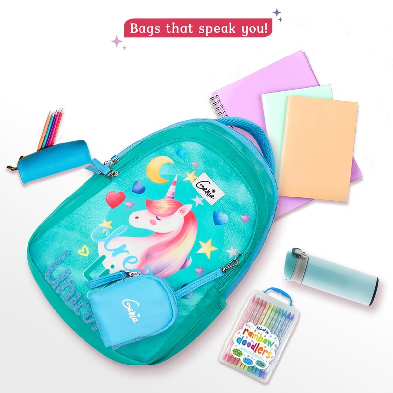 Genie School Backpack for Girls |15 In-20 Ltr with Three Compartments,Side Pockets and Light Weight with Padded Shoulders |Best for Books,Stationery, Lunch Box & Essentials - Image 5