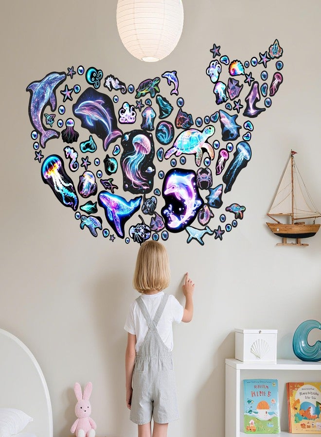 Robmoda Fantasy Ocean Fish Wall Decals Glow in The Dark, Colorful Neon Ocean Animal Wall Stickers for Kids, Waterproof Vinyl Sea Creature Stickers, Ceiling Walls Room Bathroom Bedroom - Image 5