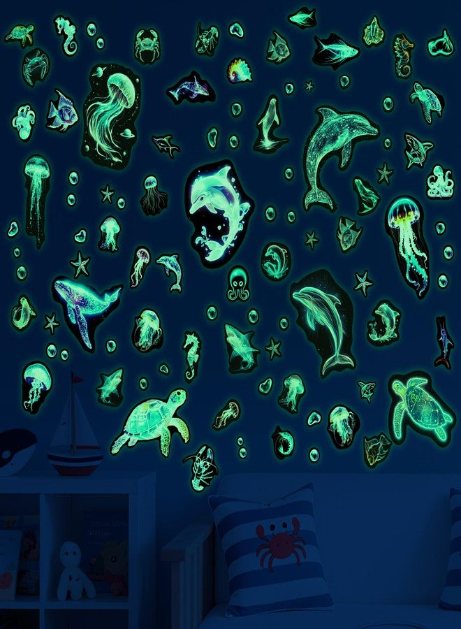 Robmoda Fantasy Ocean Fish Wall Decals Glow in The Dark, Colorful Neon Ocean Animal Wall Stickers for Kids, Waterproof Vinyl Sea Creature Stickers, Ceiling Walls Room Bathroom Bedroom - Image 3