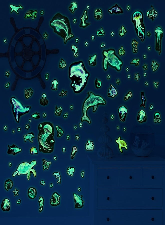 Robmoda Fantasy Ocean Fish Wall Decals Glow in The Dark, Colorful Neon Ocean Animal Wall Stickers for Kids, Waterproof Vinyl Sea Creature Stickers, Ceiling Walls Room Bathroom Bedroom - Image 4