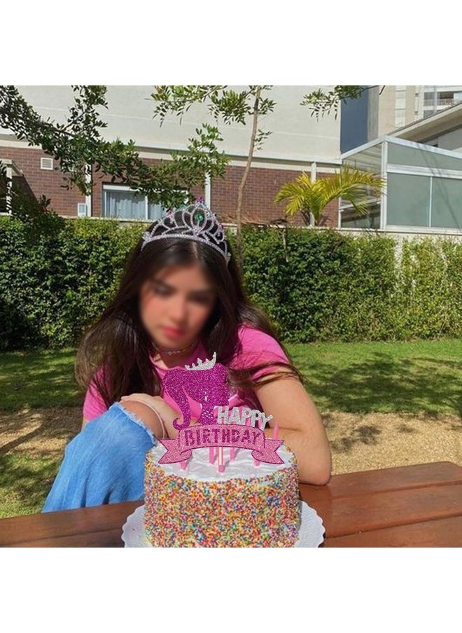 Confetti Confetti! 1Pc Princess Girl Happy Birthday Cake Topper with Glitter Birthday Girl Theme Cake Pick Decorations for Wedding Engagement Baby Shower Girls Birthday Party Cake Decorations Supplies  - Image 5