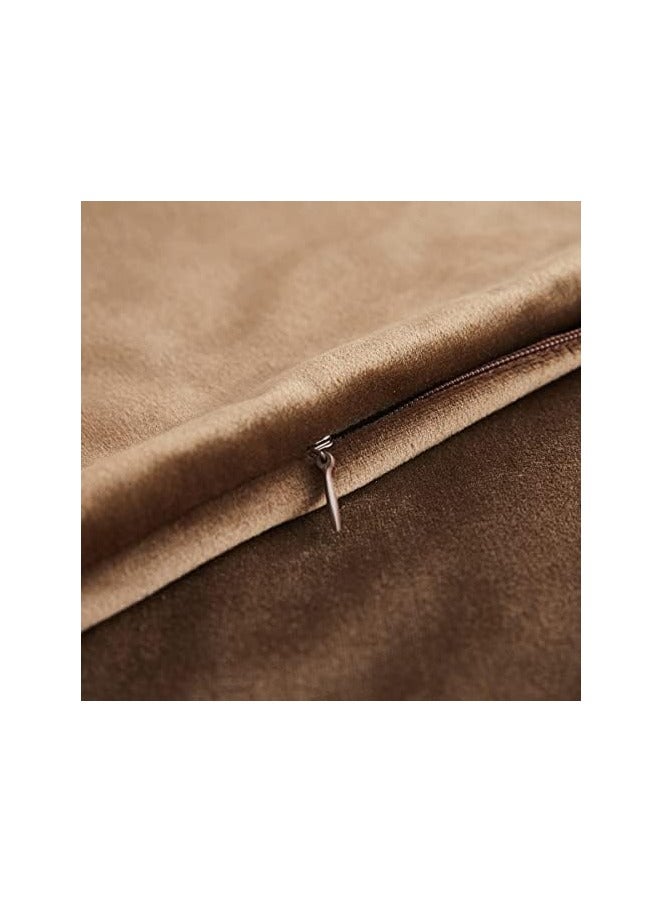 Soft Thick Velvet Throw Pillow Covers Decorative Square Cushion Cover For Couch Sofa Bedroom Living Room - set of 2 Pieces Brown 50 x 50 CM - Image 3