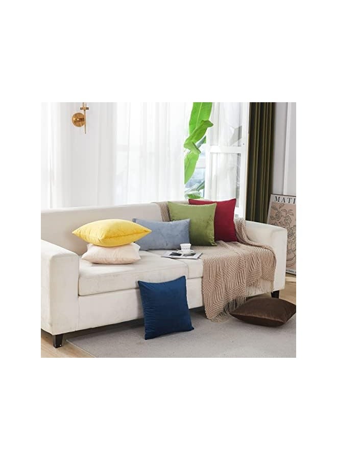 Soft Thick Velvet Throw Pillow Covers Decorative Square Cushion Cover For Couch Sofa Bedroom Living Room - set of 2 Pieces Brown 50 x 50 CM - Image 4