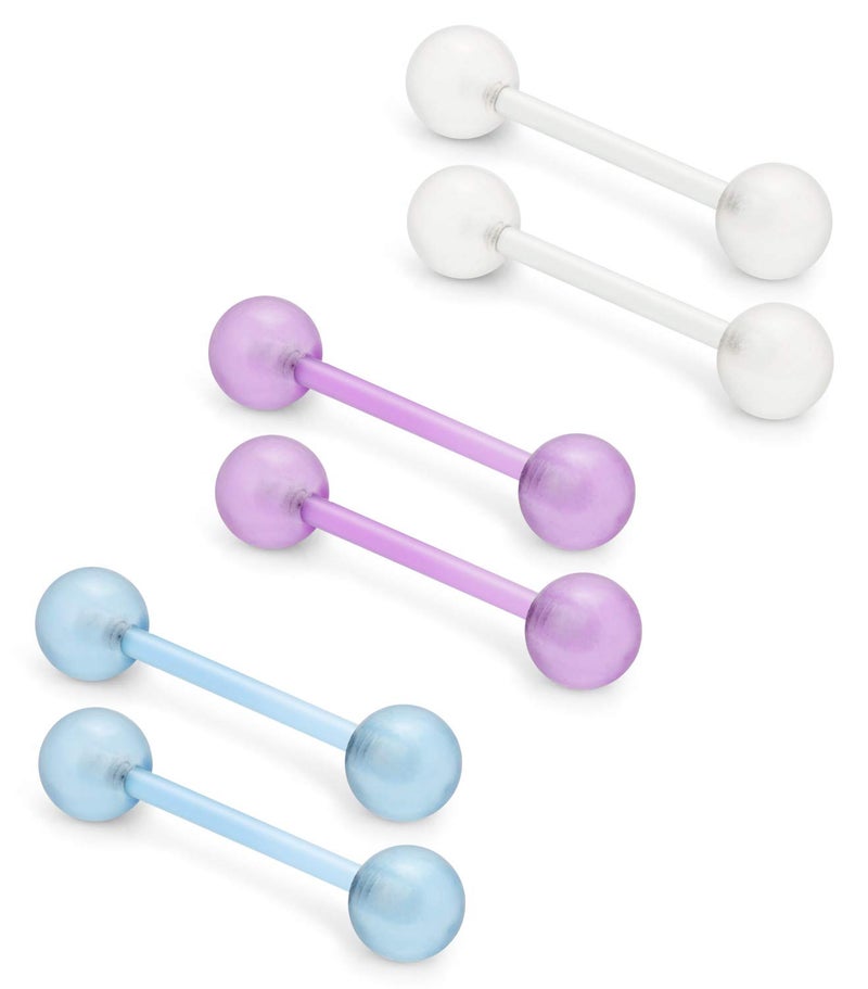 Ftovosyo 14G 16mm Glow in Dark Flexible Acrylic Straight Tongue Nipple Ring Retainer Body Piercing Jewelry 6PCS for Women Men Mix Color 1# - Image 3