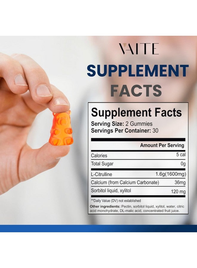 VAITE جواهر L سيترولين للرجال - موسع وعائي قوي مع الكالسيوم، 1600 ملغ لكل حصة، قوة إضافية، يعزز إنتاج النيتروكسيل وأكسيد النيتريك، يدعم الطاقة والقدرة على التحمل، 60 حبة جواهر قابلة للمضغ - Image 3
