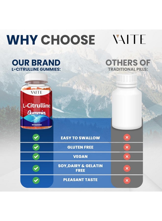 VAITE جواهر L سيترولين للرجال - موسع وعائي قوي مع الكالسيوم، 1600 ملغ لكل حصة، قوة إضافية، يعزز إنتاج النيتروكسيل وأكسيد النيتريك، يدعم الطاقة والقدرة على التحمل، 60 حبة جواهر قابلة للمضغ - Image 5