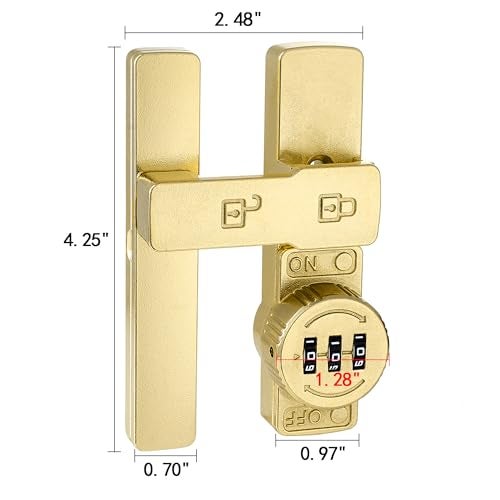 INIRET 2 Packs Gold 180 Degree Barn Door LockMechanical Password LockFlip Latch with Combination3 Digit Password KeylessProtect Privacyfor CabinetsWindowsGardenBathroomand Sliding Door - Image 3
