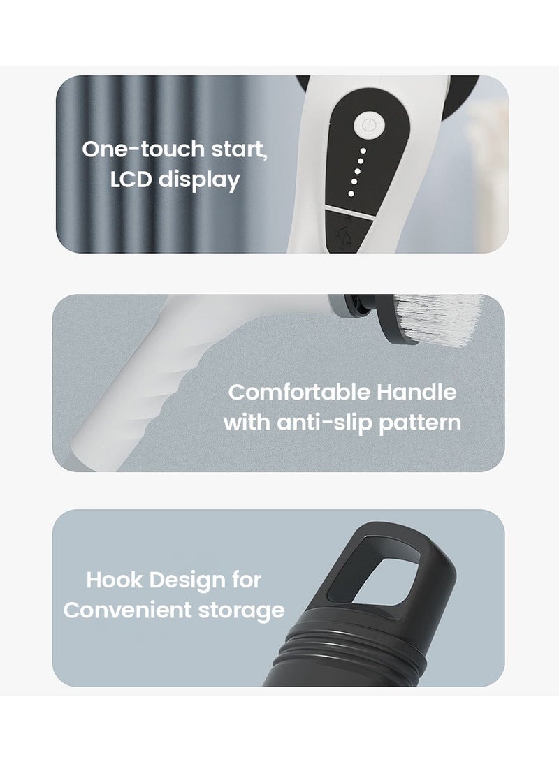 إيسي فرشاة تنظيف الحمام، فرشاة تنظيف كهربائية للاستخدام المنزلي، جهاز فرك كهربائي مزود بـ8 رؤوس قابلة للاستبدال، 5 سرعات قابلة للتعديل، قابلة للشحن عبر USB، مقبض قابل للتعديل للاستحمام والأرضيات - Image 5