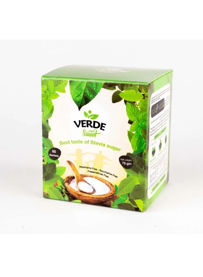 VERDE Sweet Stevia Sugar Natural Sweetener 50 Sachets - Image 2