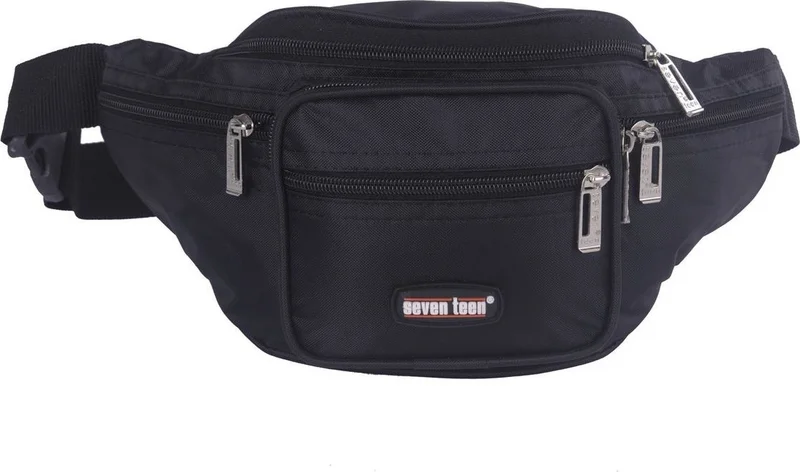 S-Invalid Brand Name Seven Teen Men's Waist Bag Black 3432
