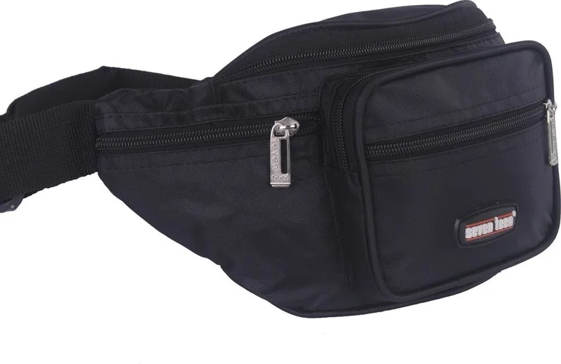 S-Invalid Brand Name Seven Teen Men's Waist Bag Black 3432