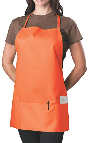 KNG Orange 3 Pocket Adjustable Bib Apron for Men and Women