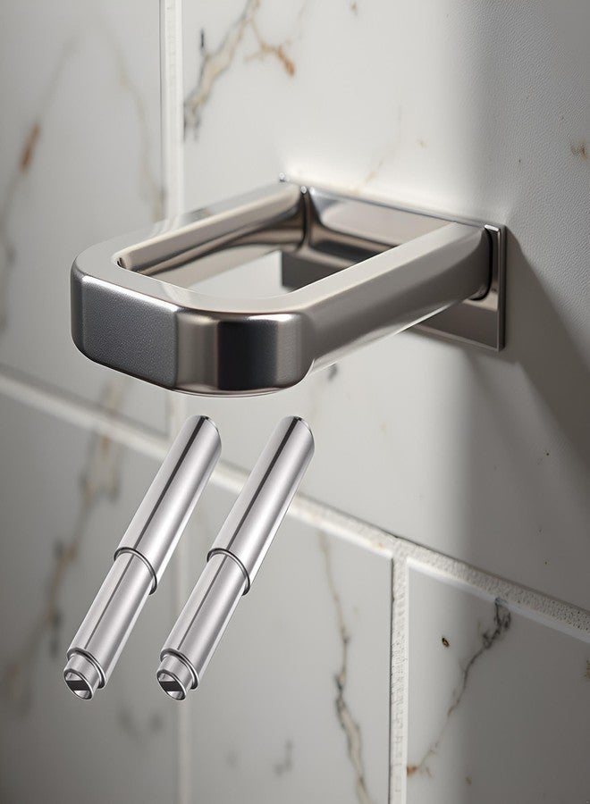 Dwuww 2Pcs Paper Toilet Holder Replacement Rod Toilet Paper Holder Roller Stainless Steel Toilet Paper Holder Spring Loaded Holder Roller Toilet Paper Spring Rod Bathroom Hardware（Silver） - Image 4