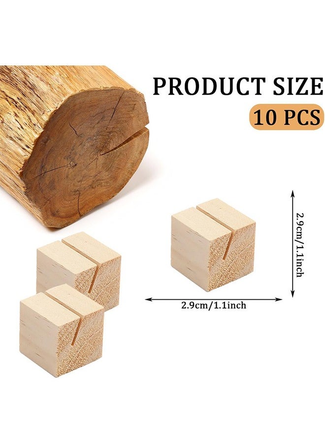 Zoreya - 10 Pcs Wood Place Card Holders, Cube Sign Display Menu Holders, Event Tabletop Decoration - Image 1