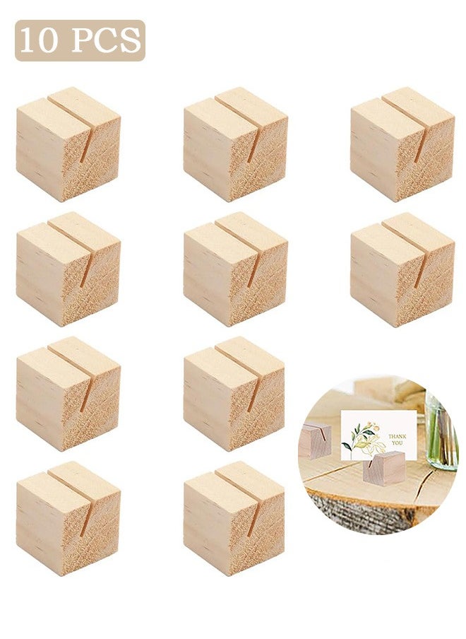 Zoreya - 10 Pcs Wood Place Card Holders, Cube Sign Display Menu Holders, Event Tabletop Decoration - Image 1
