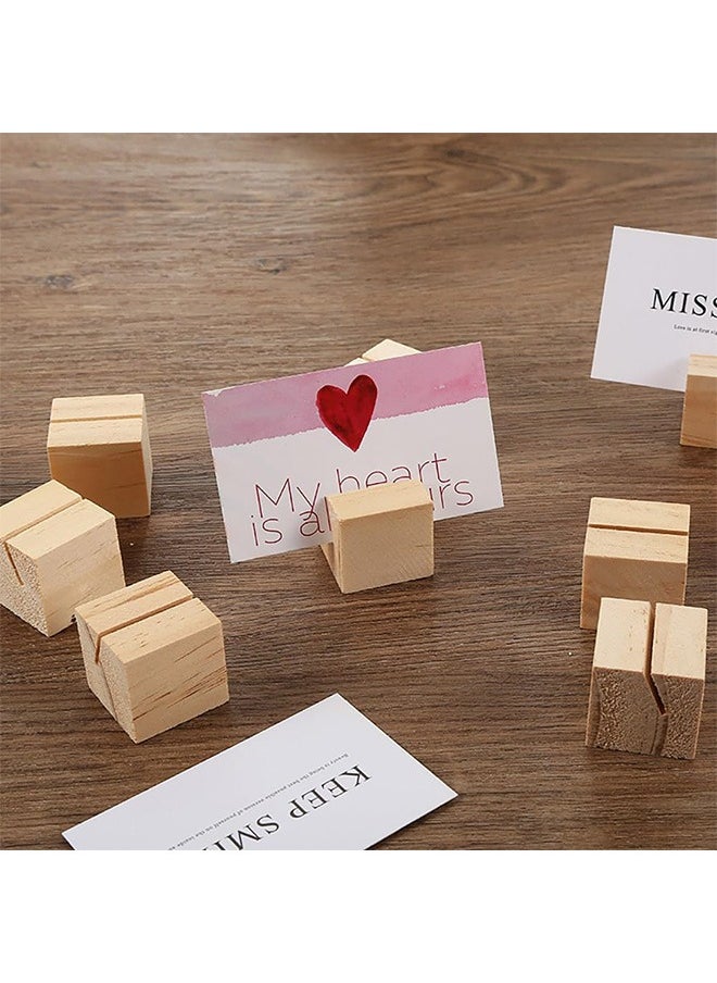 Zoreya - 10 Pcs Wood Place Card Holders, Cube Sign Display Menu Holders, Event Tabletop Decoration - Image 1