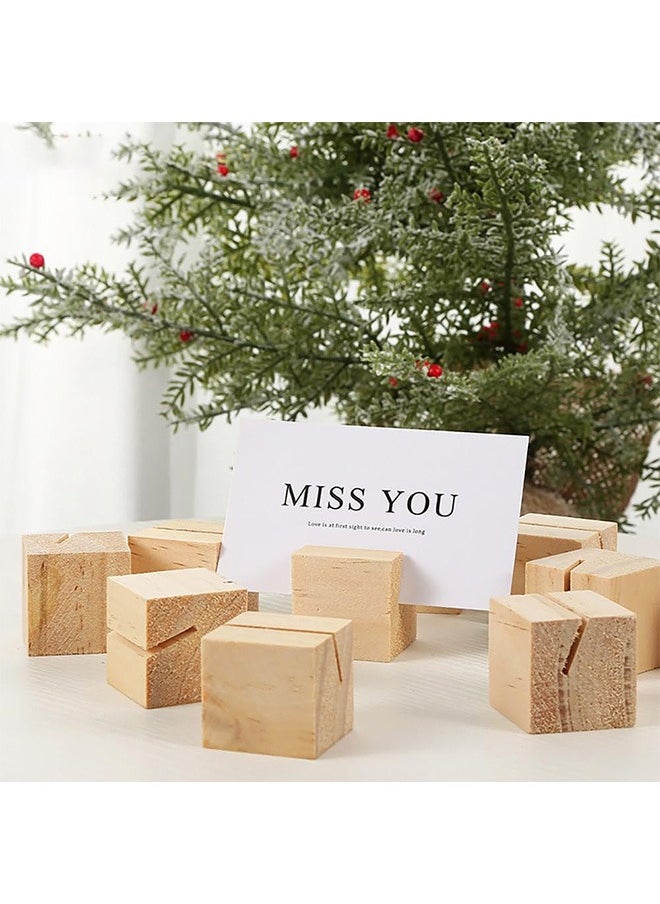 Zoreya - 10 Pcs Wood Place Card Holders, Cube Sign Display Menu Holders, Event Tabletop Decoration - Image 1