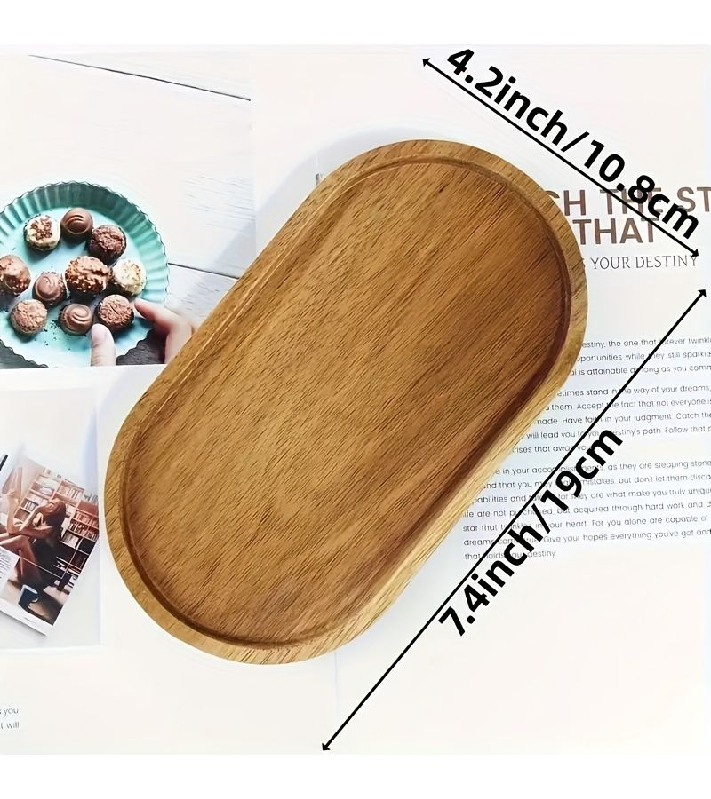1pc Japanese Style Oval Wooden Serving Tray Multipurpose Platter For Home Kitchen Restaurant Breakfast Bread Dessert - Image 5