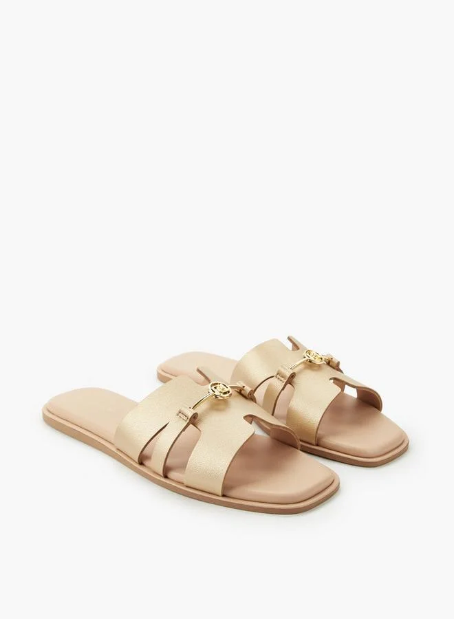 بابريكا Women Metallic Accent Slide Sandals