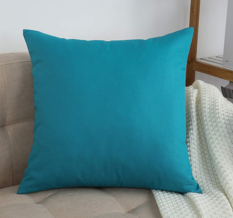 TangDepot Cotton Solid Throw Pillow Covers 12 INCH x 12 INCH Blue Ashes