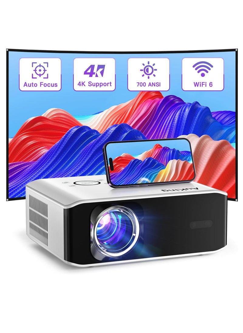 AuKing Projector, 2024 Upgraded Auto-foucs Projector, Full HD 1080P Home Theater Video Projector, Compatible with HDMI/USB/AV/Smartphone/TV Box/Laptop | F2CV  - Image 1