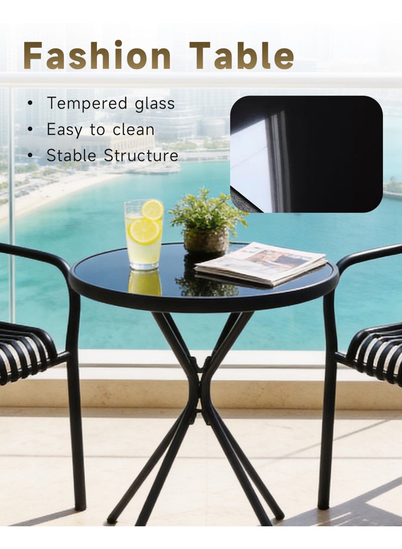 HariNorgen 3-Piece Indoor Outdoor Bistro Set, Medium Size Modern Dining Table and Chairs Set, Stackable PP Chairs with Matte Texture for Balcony, Kitchen, Patio and Apartment Living - Image 3