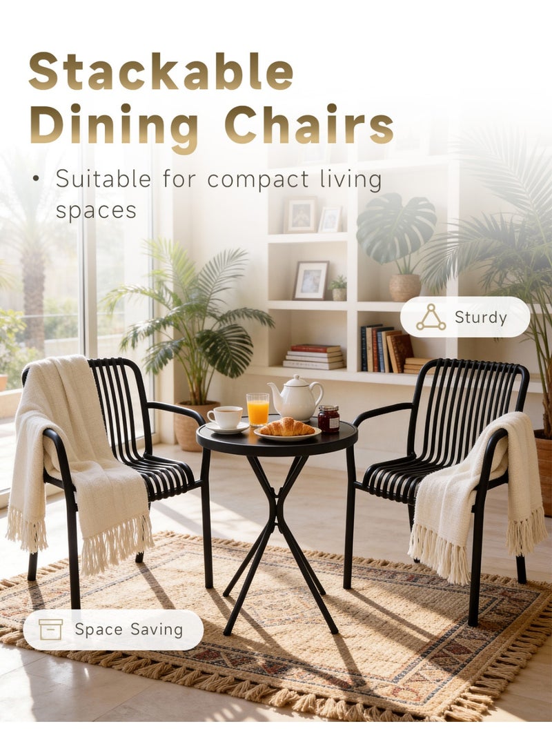 HariNorgen 3-Piece Indoor Outdoor Bistro Set, Medium Size Modern Dining Table and Chairs Set, Stackable PP Chairs with Matte Texture for Balcony, Kitchen, Patio and Apartment Living - Image 4