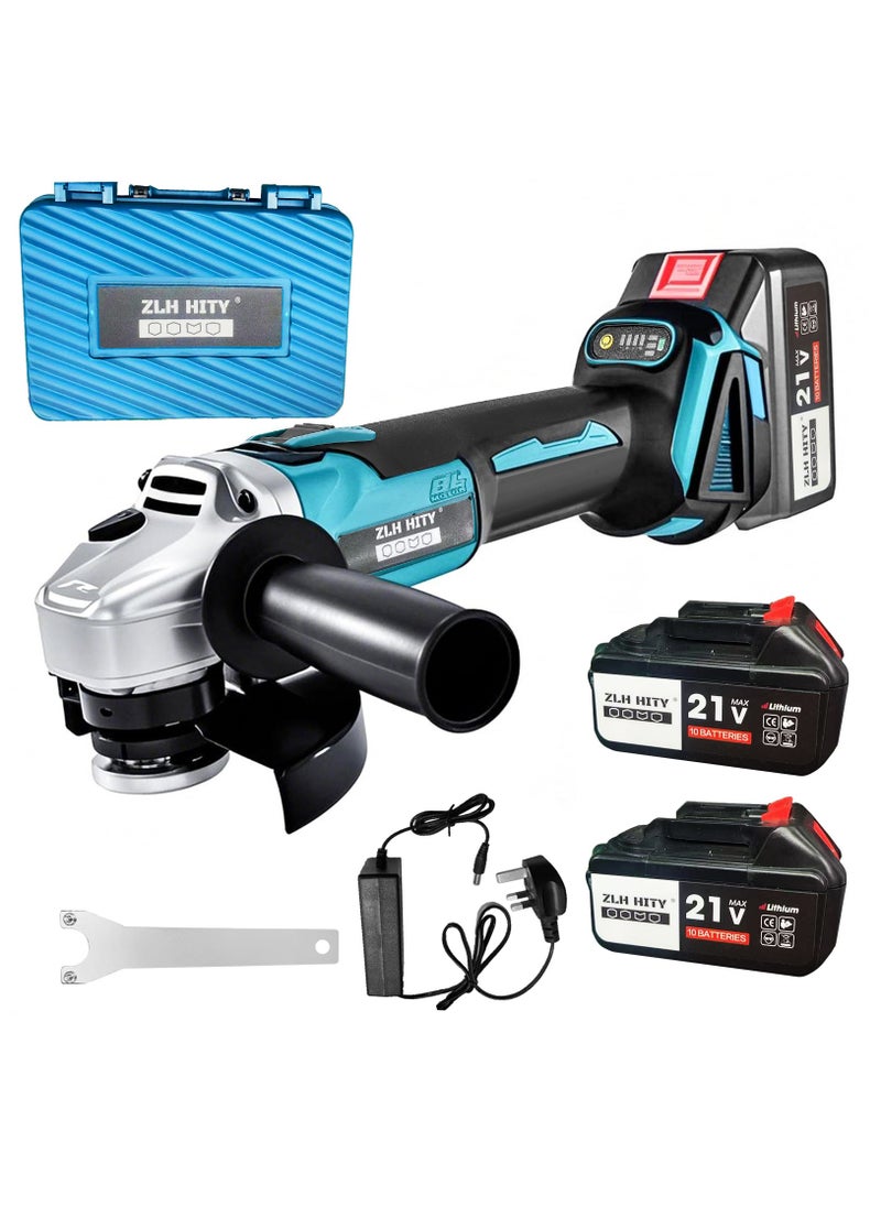 ZLH HITY Cordless Angle Grinder, Electric Grinding Tool with 2 10-cell 21V Batteries, 9000RPM Brushless Electric Metal Grinder, 3 Variable Speeds for Cutting, Grinding, Polishing  - Image 1