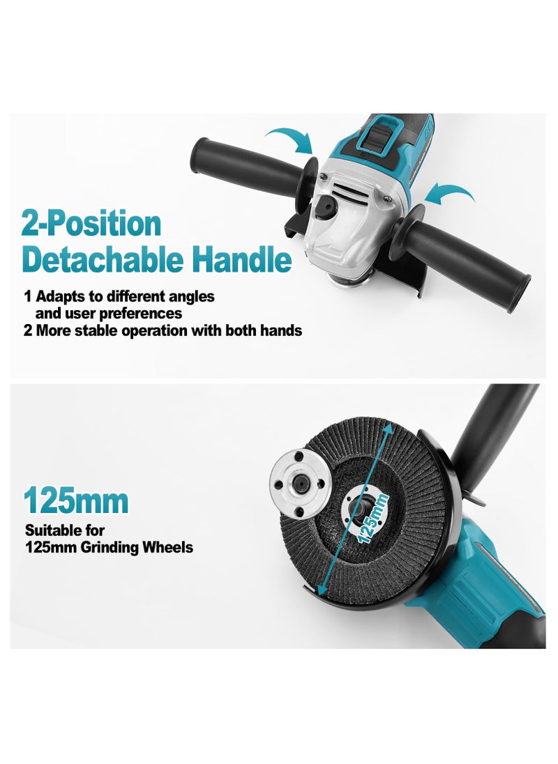 ZLH HITY Cordless Angle Grinder, Electric Grinding Tool with 2 10-cell 21V Batteries, 9000RPM Brushless Electric Metal Grinder, 3 Variable Speeds for Cutting, Grinding, Polishing  - Image 5