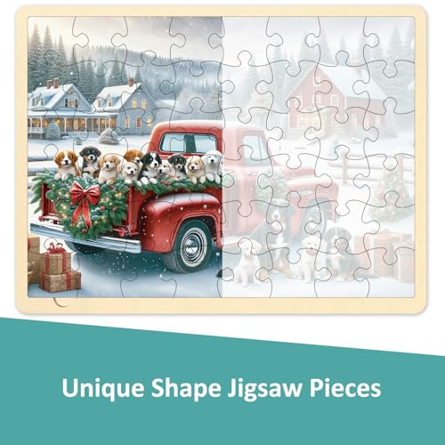 MoinKidz Wooden Christmas Puzzle 48 Piece Puzzle for Kids Ages 35 Dog Truck Snow Winter Holiday Farm Jigsaw Puzzles for Toddlers Ages 48 - Image 5