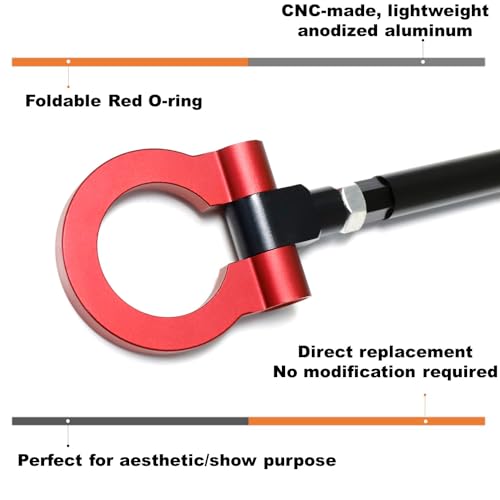 iJDMTOY Red Track Racing Style Tow Hook Ring Compatible With 2016-up Gen6 Chevy Camaro (Pre-LCI), Made of Lightweight Aluminum - Image 2