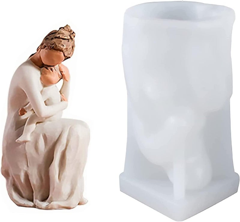 Shoppeecity 3D Candle Silicone Mold Baby in Mothers Arms Mother Holding Baby Candle Mold Silicone Mold for Baby Shower Mother SonDaughter baby Candle Making Mold Silicone Hugging Resin Epoxy Mold - Image 1