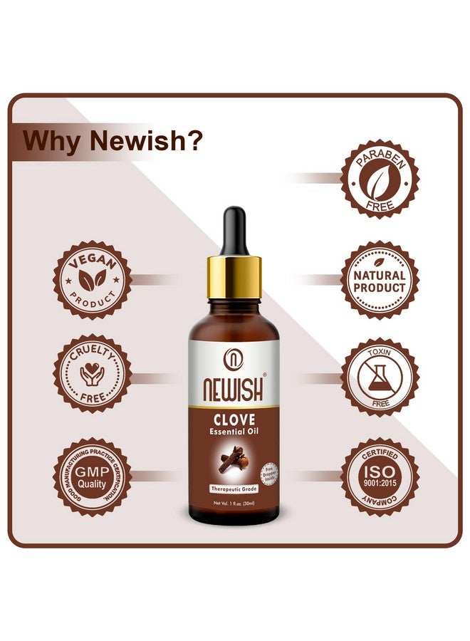 Newish Clove Oil 100% Pure & Natural, Undiluted, Best Use Clove Oil For Theeth Pain, Skin, Hair, Pimples, Acne, T Zone & Underarm - High Potency Premium Essential Clove Oil 30 Ml - Image 5