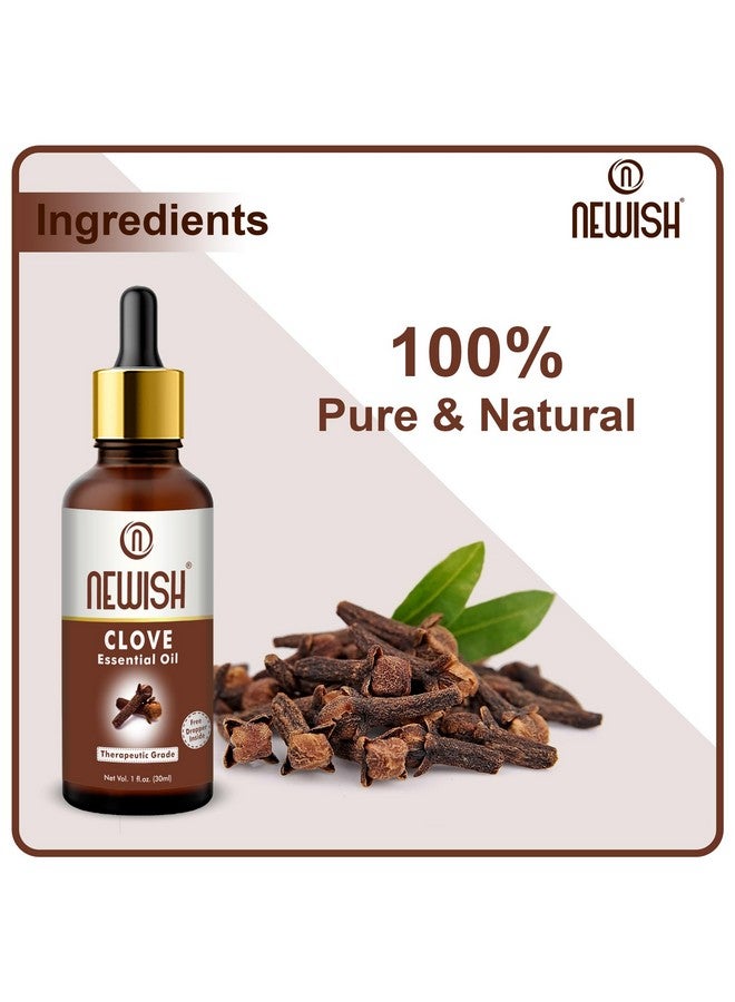 Newish Clove Oil 100% Pure & Natural, Undiluted, Best Use Clove Oil For Theeth Pain, Skin, Hair, Pimples, Acne, T Zone & Underarm - High Potency Premium Essential Clove Oil 30 Ml - Image 2