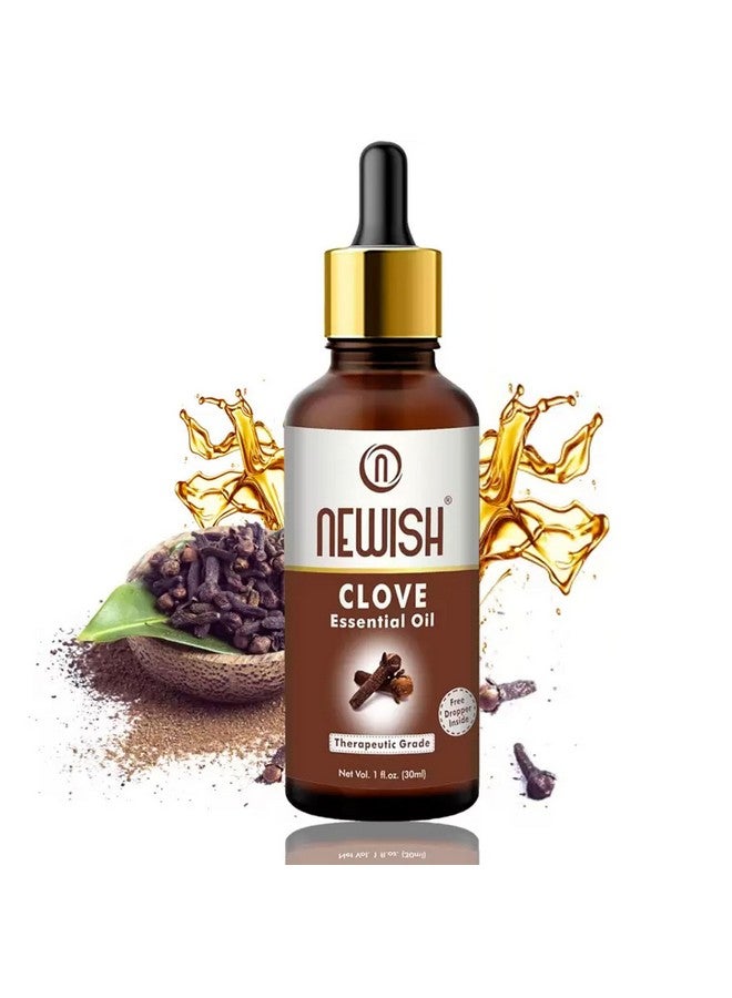 Newish Clove Oil 100% Pure & Natural, Undiluted, Best Use Clove Oil For Theeth Pain, Skin, Hair, Pimples, Acne, T Zone & Underarm - High Potency Premium Essential Clove Oil 30 Ml - Image 1