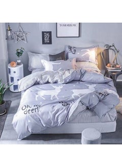 AL RAID 4-Piece Kids Single Size Bed Sheet Set - Fun Themed Designs Single Size Bedding Set Include Duvet Cover 160*210cm with and Fitted Sheet 120*200+25cm with 2 Pillowcases 50*75cm 