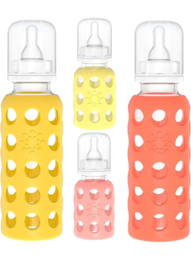 Lifefactory 4oz/9oz Glass Baby Bottle 4pk - (Banana/Cantaloupe/Mango/Papaya) - Image 1