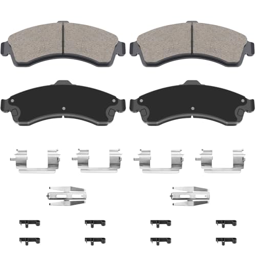 HYFTJYZ Front Brake Pads Compatible with 2002-2005 Chevy Trailblazer GMC Envoy 2003 2004 Ceramic Brake Pads w/Hardware Replacement(HZ882) - Image 1