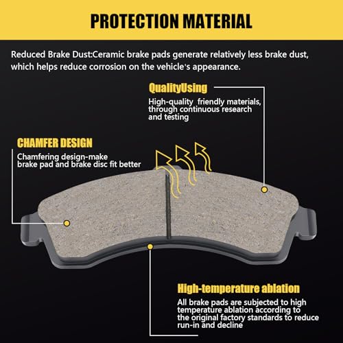HYFTJYZ Front Brake Pads Compatible with 2002-2005 Chevy Trailblazer GMC Envoy 2003 2004 Ceramic Brake Pads w/Hardware Replacement(HZ882) - Image 2
