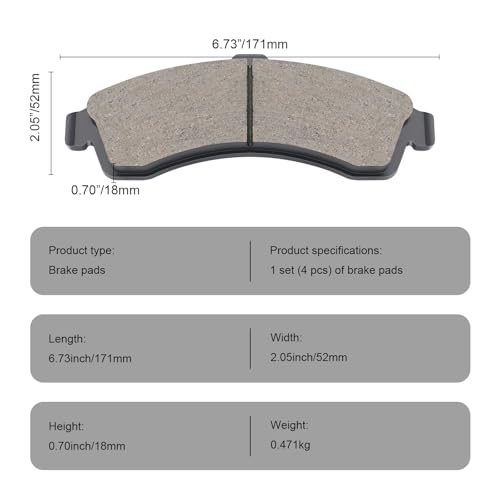 HYFTJYZ Front Brake Pads Compatible with 2002-2005 Chevy Trailblazer GMC Envoy 2003 2004 Ceramic Brake Pads w/Hardware Replacement(HZ882) - Image 4
