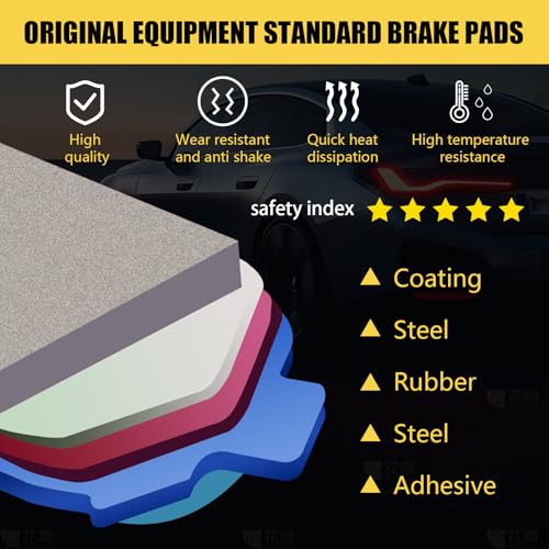 HYFTJYZ Front Brake Pads Compatible with 2002-2005 Chevy Trailblazer GMC Envoy 2003 2004 Ceramic Brake Pads w/Hardware Replacement(HZ882) - Image 3