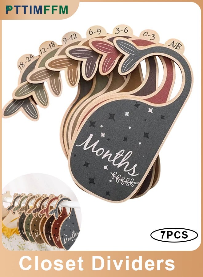 بتيمفم 7 قطع من فواصل خزانة ملابس الأطفال، منظمات خشبية لمقاسات ملابس الأطفال على شكل حوت لغرفة الأطفال، فواصل لتعليق ملابس الأطفال. - Image 1